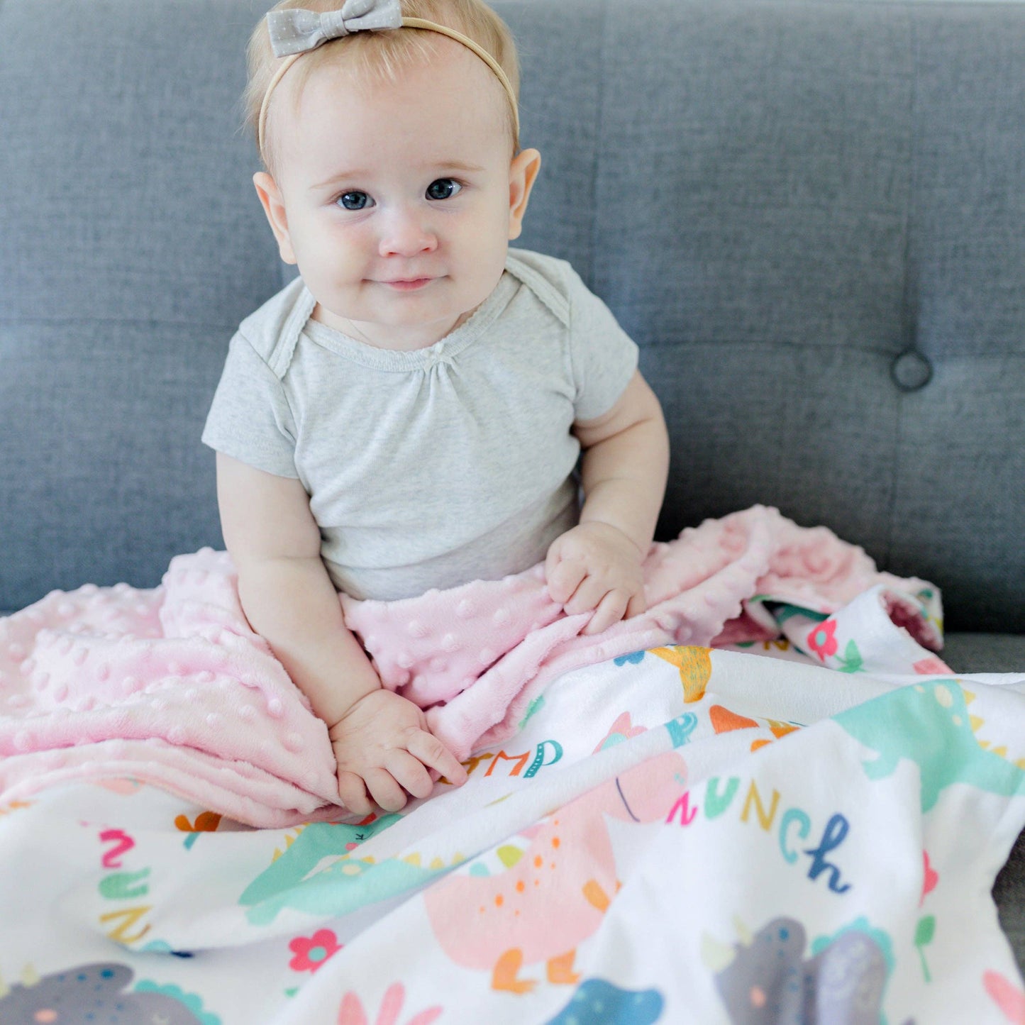 Baby & Toddler Minky Blanket - Dinoland Pink