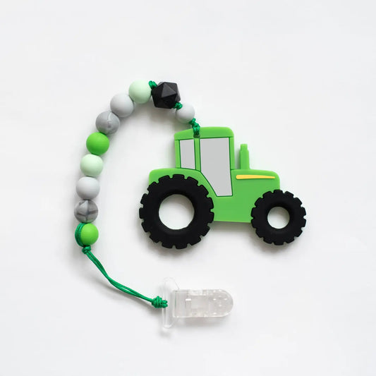 Copy of Copy of Copy of Tractor Teether w/Clip - Green