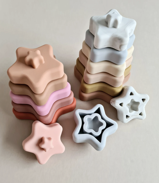 Silicone Stacking Stars. Teether and a Toy! (Pink)