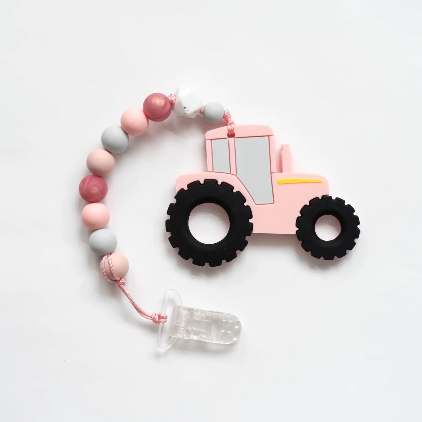 Copy of Tractor Teether w/Clip - Pink